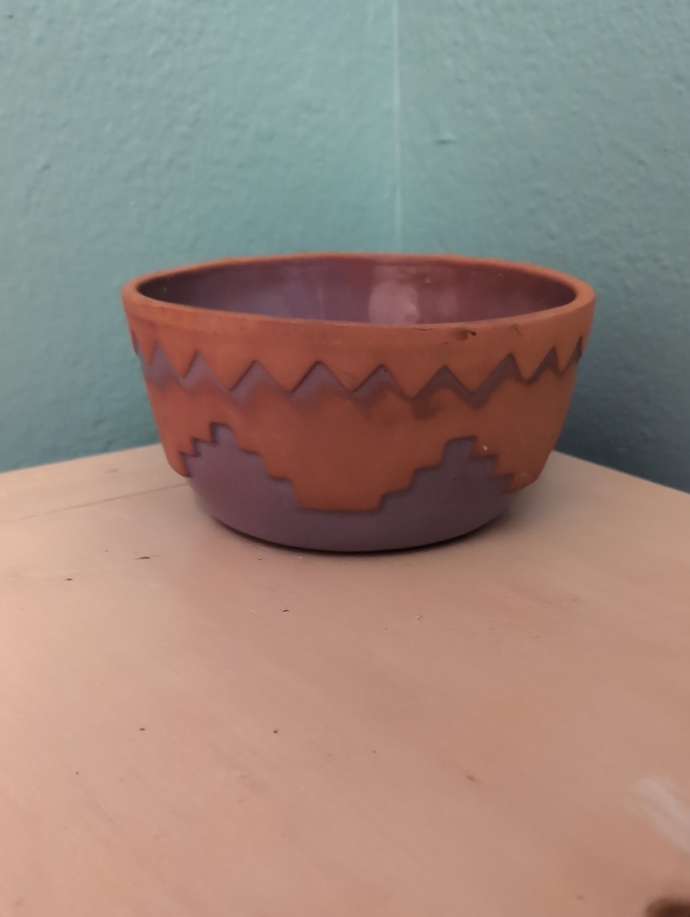 Handmade Terracotta and Lavender Ceramic Bowl